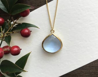 Teardrop Periwinkle blue necklace, bridesmaid necklace, Birthday Gift, Valentines Gift, Stocking Stuffer