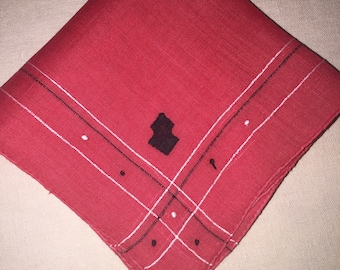 Vintage Red and Black Handkerchief Hankie