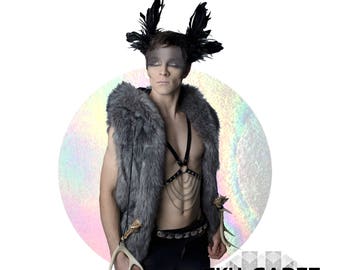 Body Harness, Body Chain, vegan clothing, Steampunk Clothing, burning man, black, harness bra, gothic, bohemian, wanderlust, sexy, leather