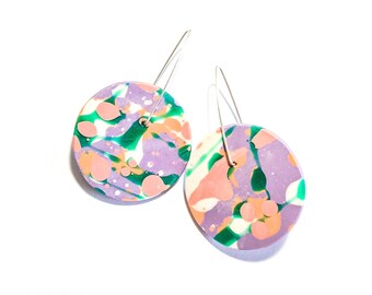 Jackson Pollock Inspired Resin Statement Earrings