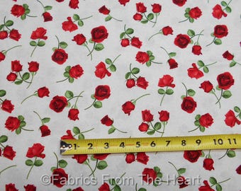 Red Roses Garden Flowers Foral On Cream BY YARDS Timeless Treasure Fabric