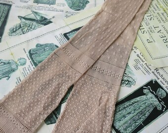 Antique Edwardian Unused long Netted Lace Gloves