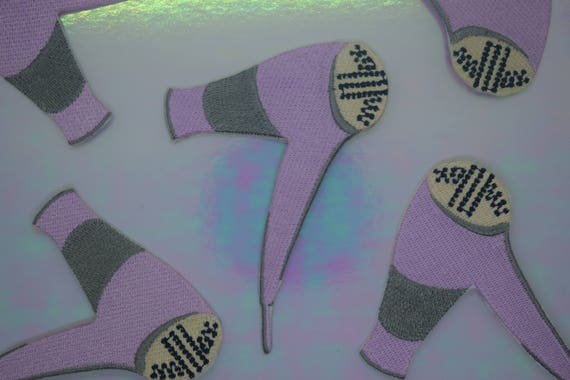 Pink Hairdryer Iron on Patch