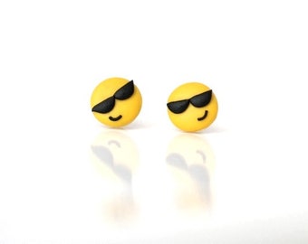 Smiling Face With Sunglasses - emoticon - designer lightweight earrings