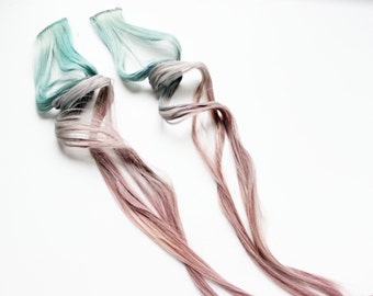 Teal Purple Hair Extension, Pastel hair Clip In Extension, Scene Hair, 24 inch extension, Emo hair | Call Me