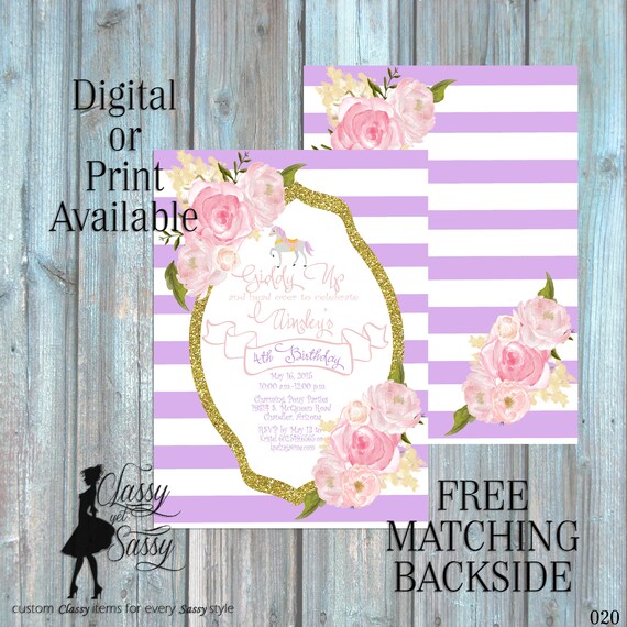 Carousel Horse Birthday Party Invitation, Pony Party, Purple Glitter Party Invitation, DIY Print Party Invitation, Tween Birthday invite 020