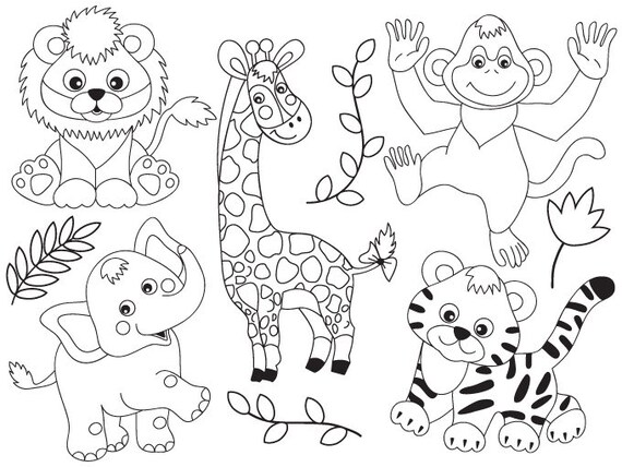 Jungle Animals Clipart Digital Vector Safari Animals