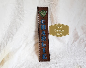 CUSTOM Leather Bookmark - Custom Made to Your Design , personalised