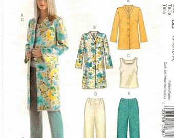 A Jacket in 2 Length, Sleeveless Top, and Pants in 2 Lengths Pattern for Women: Uncut - Sizes 8-10-12-14, Bust 31-1/2" - 36" ~ McCall's 4788