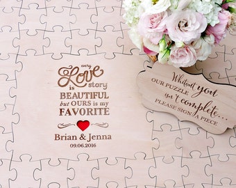 Wedding Guest Book Puzzle Custom Made Puzzle Wood Wedding Puzzle Love Story Puzzle Wedding Guestbook Rustic Wedding Guest Book Wooden Puzzle