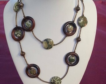 Rhyolite and Tiger Ebony Necklace