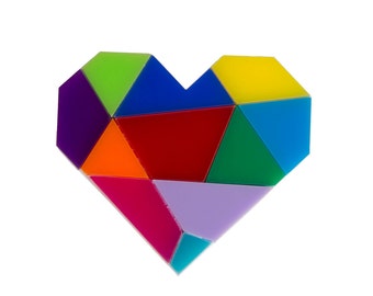 Abstract Heart brooch - laser cut acrylic