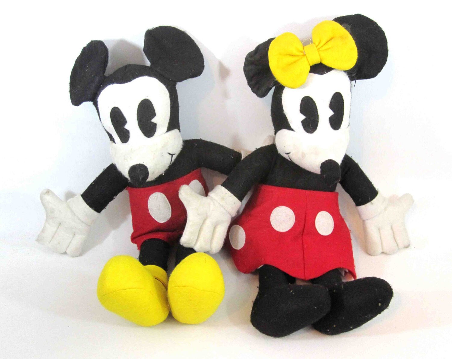Vintage 20 Mickey and Minnie Mouse Plush Dolls.