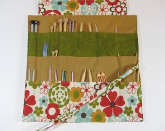 Knitting Needle Case, Floral Knitting Needle Organizer, Circular Knitting Needle Case