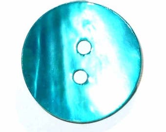 2 Pearly turquoise buttons 16mm (2) PNB20turquoise