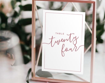 Wedding Table Numbers with Frames: ROSE GOLD, Calligraphy, Modern Wedding, Centerpieces, Geometric Floating Frames