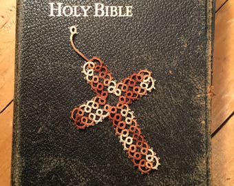 Needle-tatted Cross Bookmark