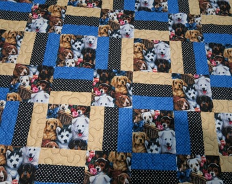 Doggy lap or twin bed quilt extra long handmade 89 x 55