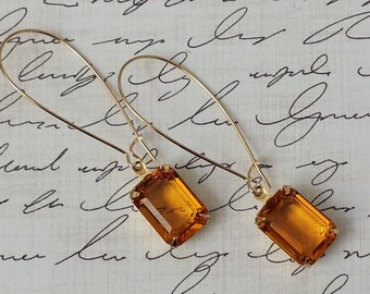 Topaz Earrings Rhinestone Earrings Everyday Earrings Crystal Earrings Retro Earrings Anniversary Gifts for Her Crystal Dangle Earrings