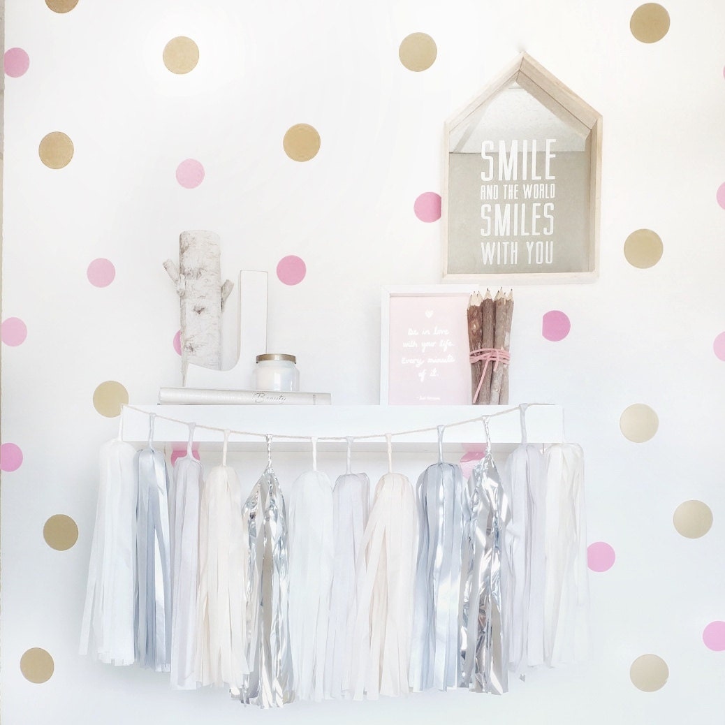 45 2'' Gold Vinyl polka dots Gold Circle Decal Wall