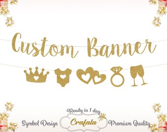 Custom Banner, Custom Glitter Banner, Glitter Banner, Glitter Garland, Custom Garland, Wedding Banner, Wedding Garland, Personalized, golden