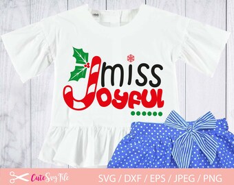 Miss joyful svg, Christmas candy cane SVG, Joyful Snowflake Svg File, Cutting Files, Winter clipart, Silhouette Cameo or Cricut