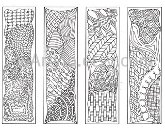 Valentine's Bookmarks to print and color Zentangle