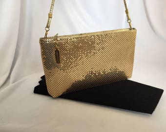 Vintage, Whiting and Davis International, Gold Mesh Evening Bag/Clutch.