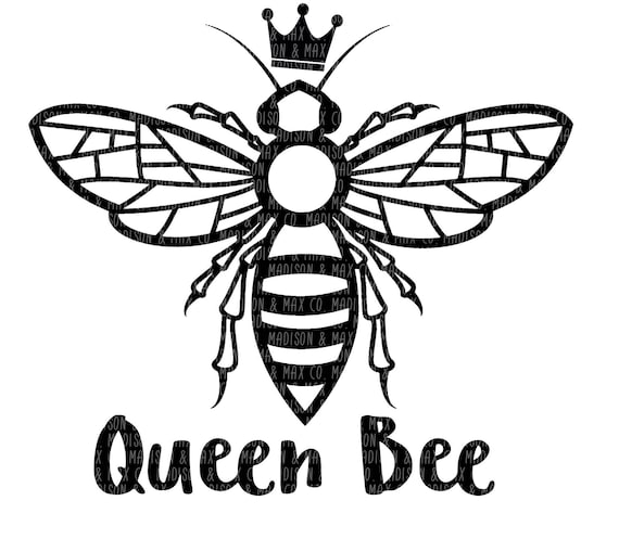Queen Bee PNG dxf jpg jpeg Silhouette Files Cricut