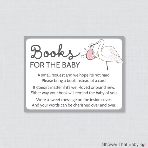 Stork Baby Shower Bring a Book Instead of a Card Invitation