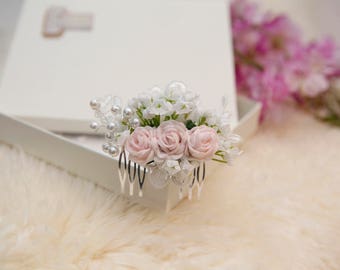 Bridal hair comb Wedding hair accessory Wedding hair comb Flowergirl hair comb Wedding hair slide Bridesmaid hair comb pink flower comb