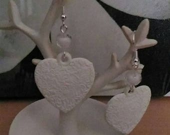 Nordic White Heart Earrings