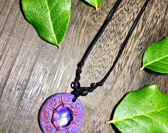 Purple & fuschia polymer clay necklace
