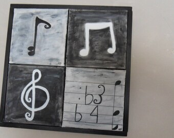 PAINTINGS ON CANVAS AGRYLIQUE 4 SMALL PAINTINGS