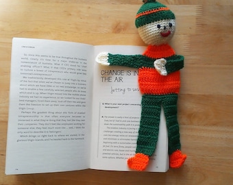 Bookmark Knit Hand Made Original Orange Green Handmade Book mark Gift Present Knitted Wool Product
