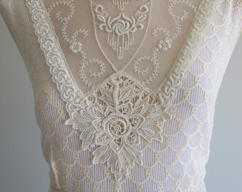 OOAK Bohemian Art Deco 'Nora' Original 1930s Vintage Lace Antique Wedding Dress