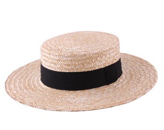 Large Boater Straw Hat, Sun and summer hat, women's or men's hat