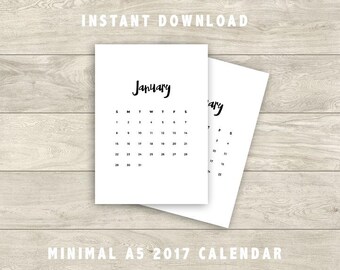 Printable 2017 A5 Minimalistic Calendar
