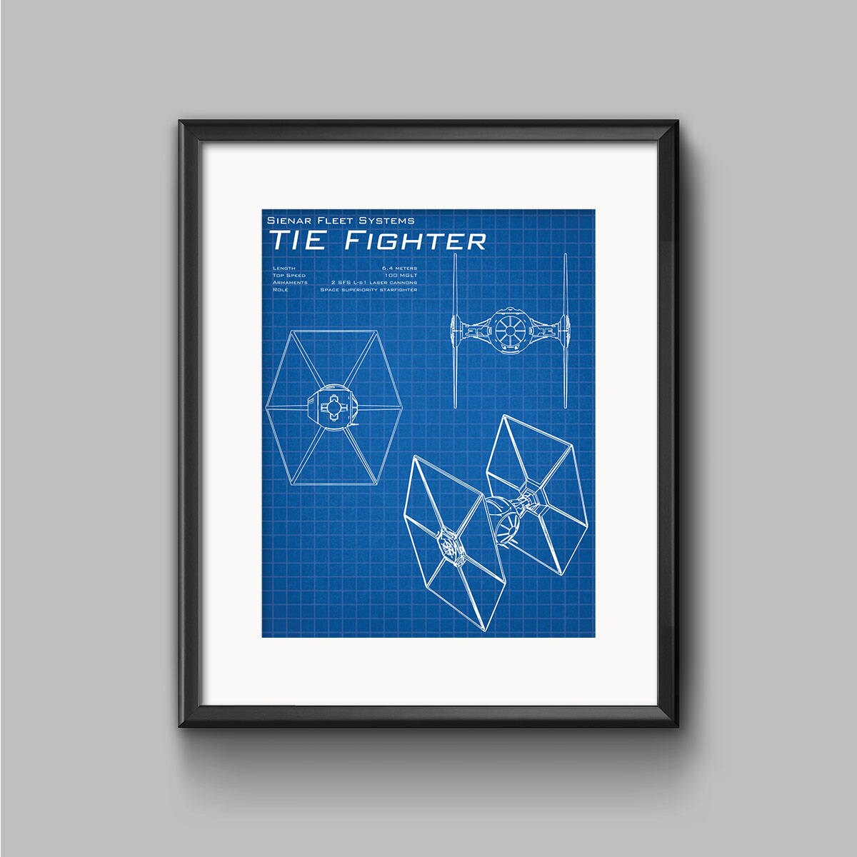 Star Wars TIE Fighter Schematic Art Print TIE Bomber TIE