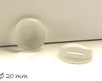 Clear 20 mm glass cabochons round 10 PCs