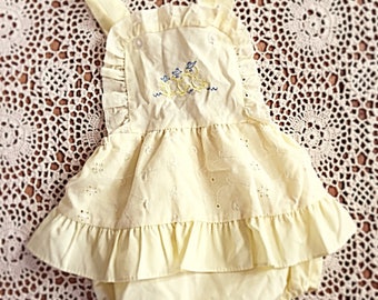 Vintage Baby Girls Yellow Frill Romper