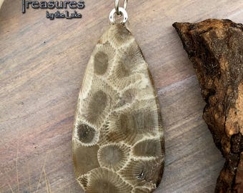 Petoskey Stone Pendant with Necklace