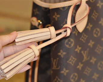 Mcraft handmade vachetta leather tassel purse charm, bag charm for Louis Vuitton bags. nevderful, speedy, etc.