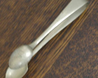 antique silver plate plain sugar tongs