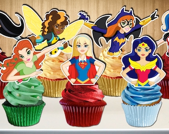 DC Superhero Girls Cupcake Toppers, DC Super Hero Girls Cupcake Picks, DC Super Hero Girls Cake Topper, Cake Pop Topper, Printable
