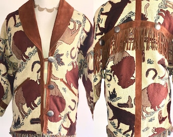 Vtg PIONEER WEAR ALBUQUERQUE Womens Jacket Western Suede Leather Fringe Sz Small
