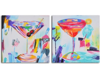 Hand painted Acrylic Painting set of 2 - 32" x 64" Gallery wrapped and stretched canvas art, abstract, textured , modern, large painting