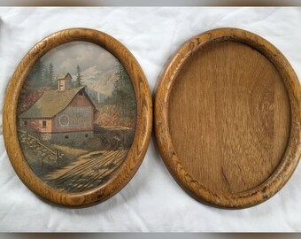 Two Frames, Vintage Oval Frames, Wood Frames, Vintage Frames