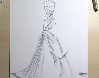 Bridal Illustration-Monique Lhuillier Gown Illustration