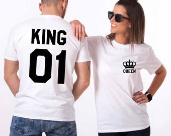 King and Queen shirts with Crowns, king and queen shirts, King 01, Queen 01 Couples T-shirt Set, King Queen shirts, 100% cotton Tee, UNISEX